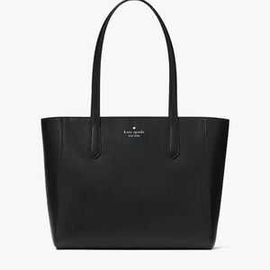 kate spade Staci Medium Tote Black Saffiano Leather Shoulder Bag NWT